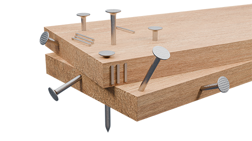 含钉子与钉针等金属的木板